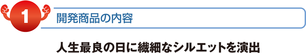 開発商品の内容　人生最良の日に繊細なシルエットを演出