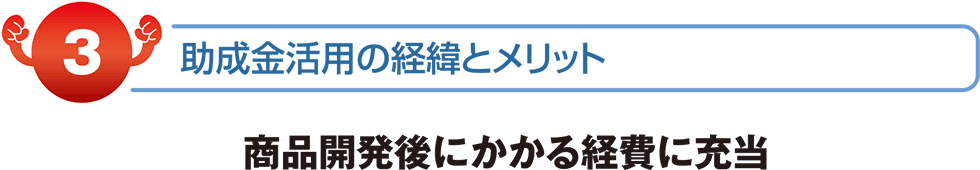 助成金活用の経緯とメリット　商品開発後にかかる経費に充当