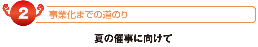 事業化までの道のり　夏の催事に向けて