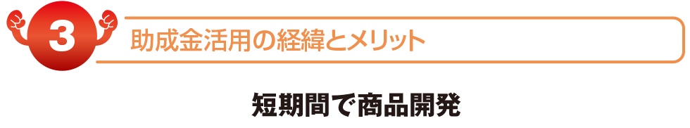 助成金活用の経緯とメリット　短期間で商品開発