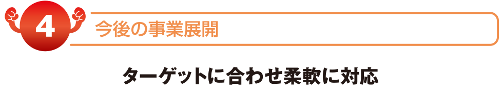 今後の事業展開　ターゲットに合わせ柔軟に対応