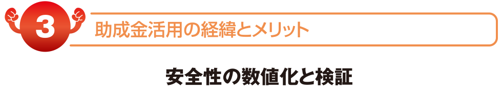 助成金活用の経緯とメリット　安全性の数値化と検証