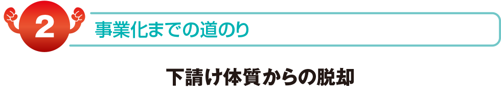 事業化までの道のり　下請け体質からの脱却