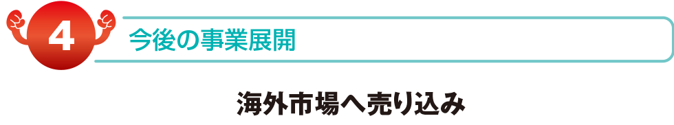 今後の事業展開　海外市場へ売り込み