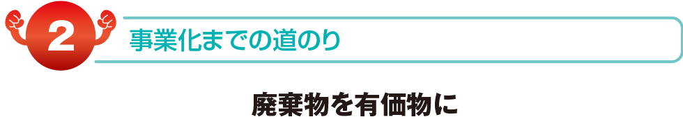 事業化までの道のり　廃棄物を有価物に